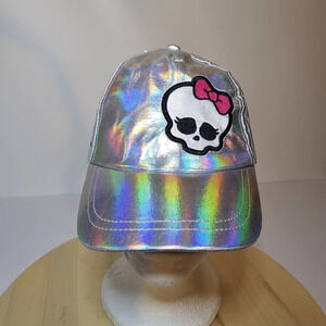 Monster high ladies shiny silver metalic adjustable hat new with tags